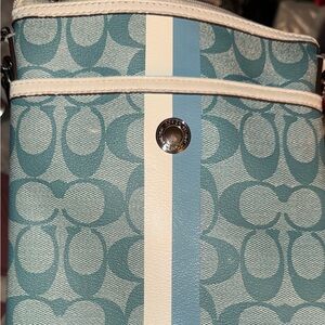 Coach Teal and Cream Crossbody Bag